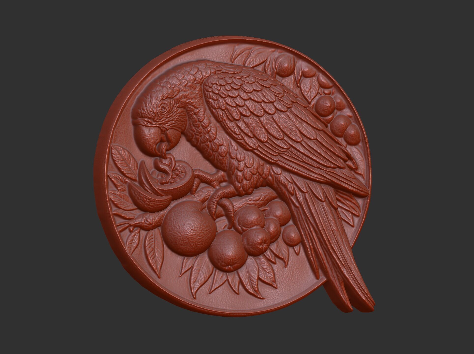 parrot round frame baserelife model 3D print model_3