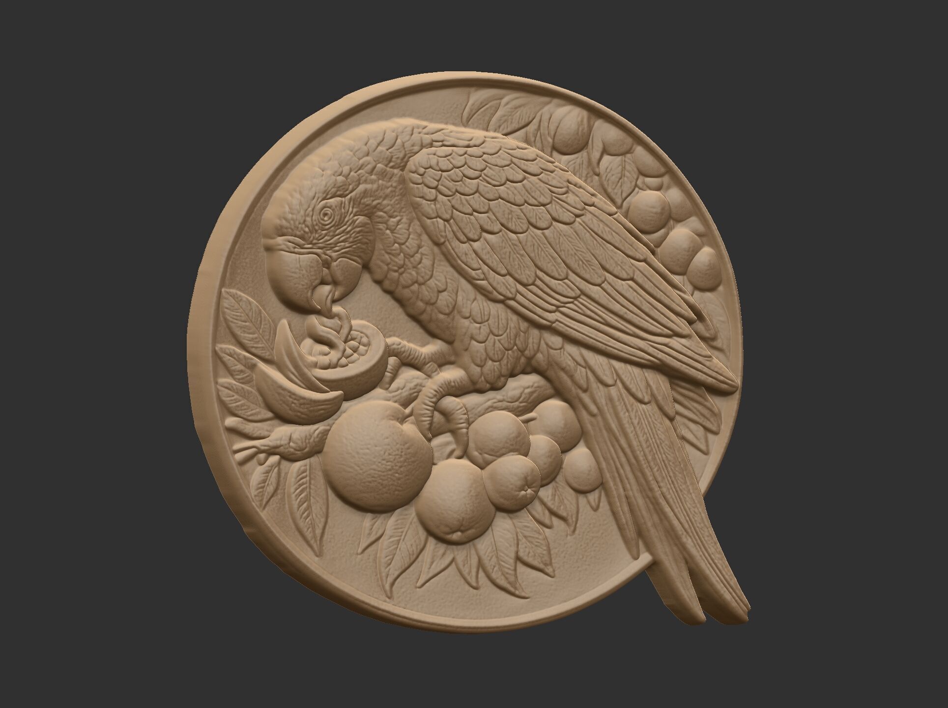 parrot round frame baserelife model 3D print model_14