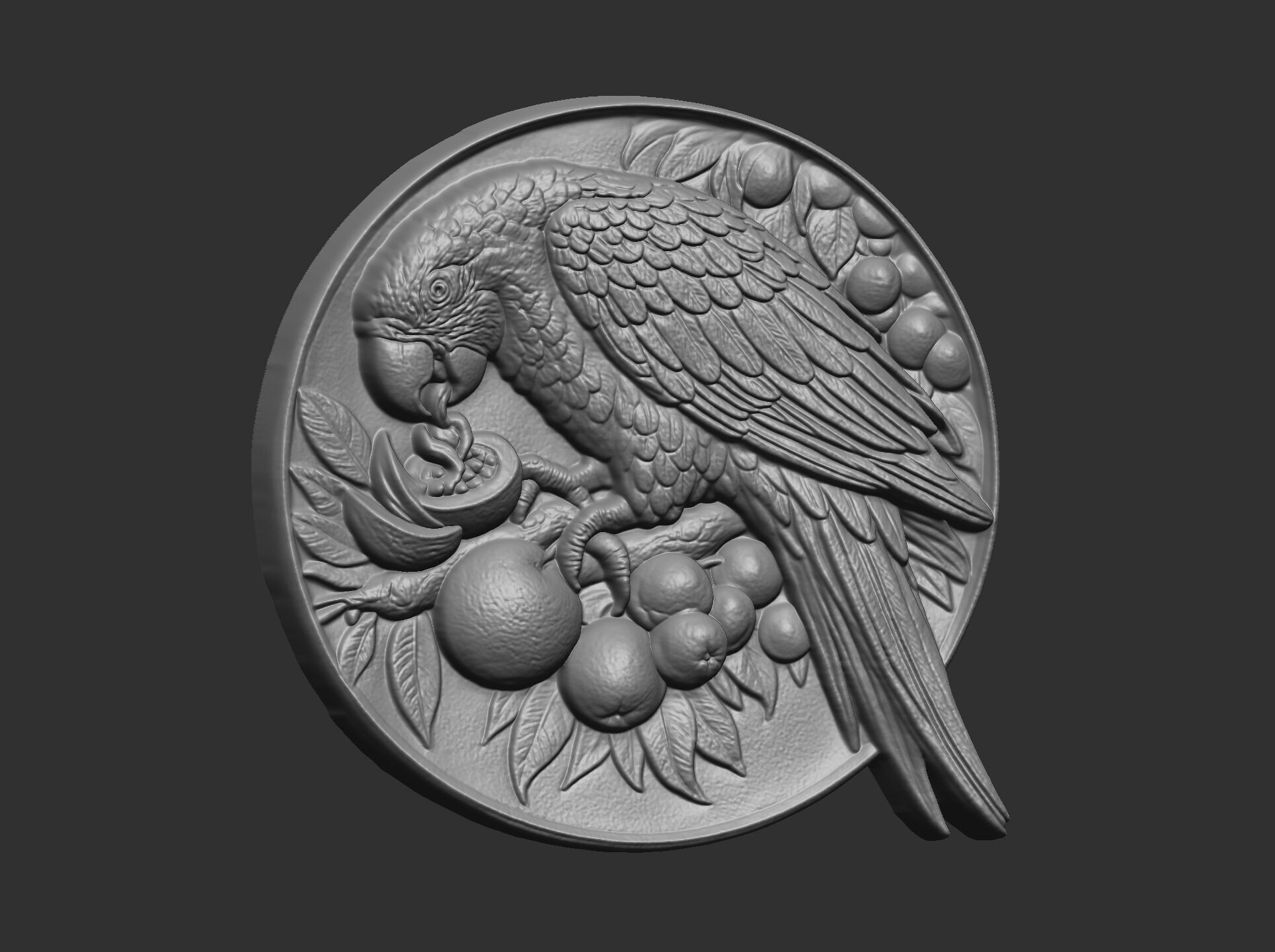 parrot round frame baserelife model 3D print model_16