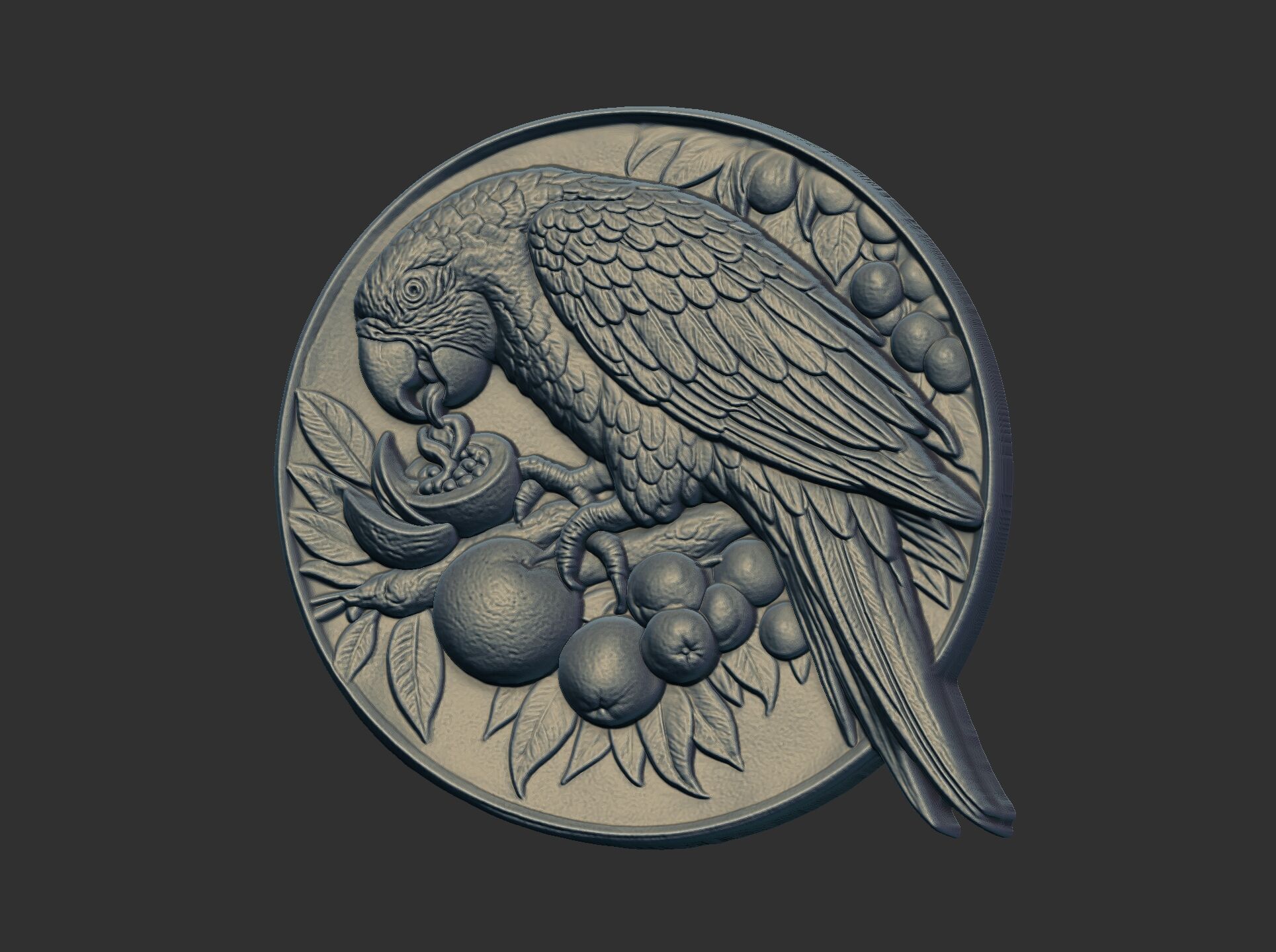 parrot round frame baserelife model 3D print model_2