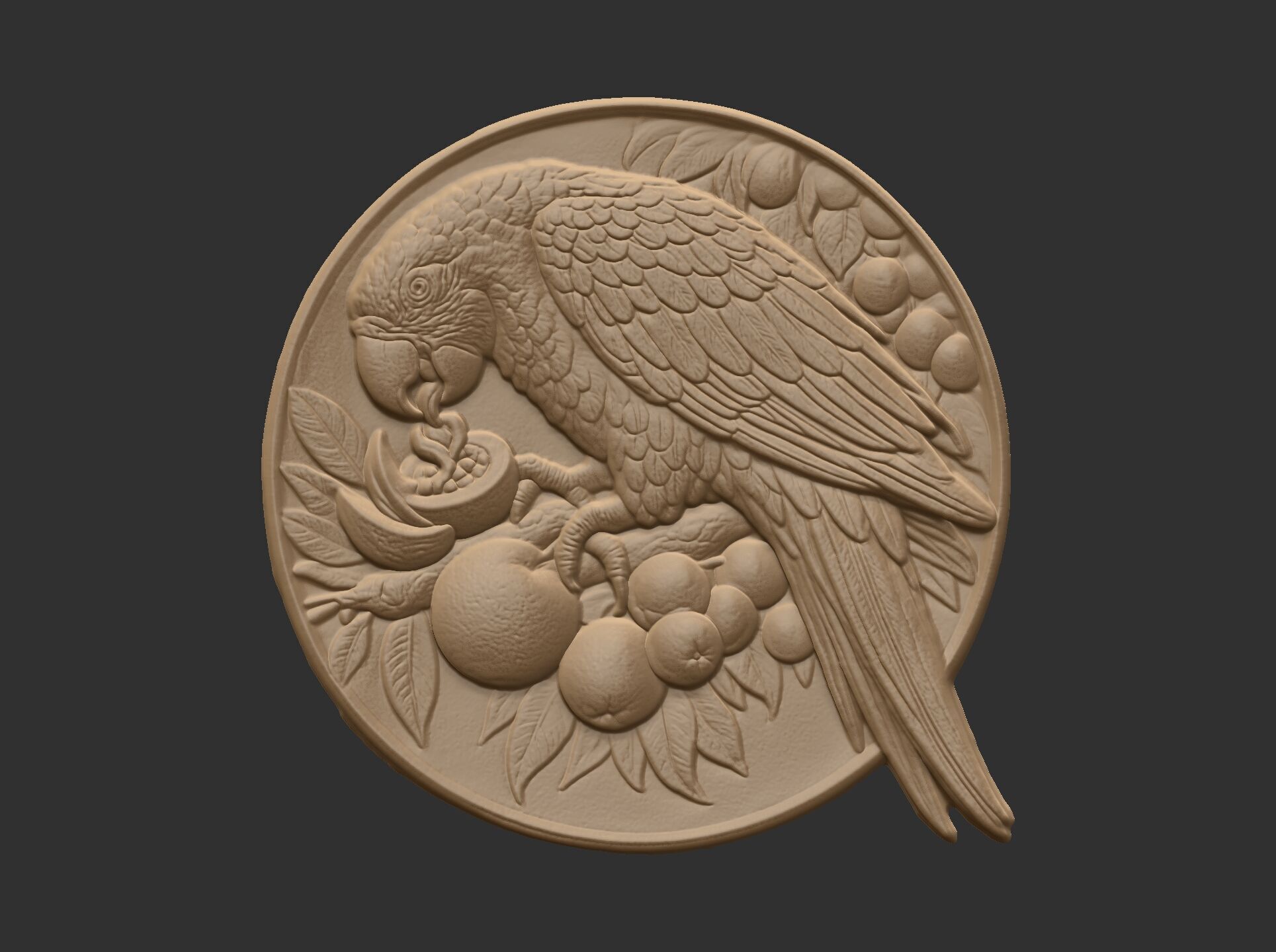 parrot round frame baserelife model 3D print model_7