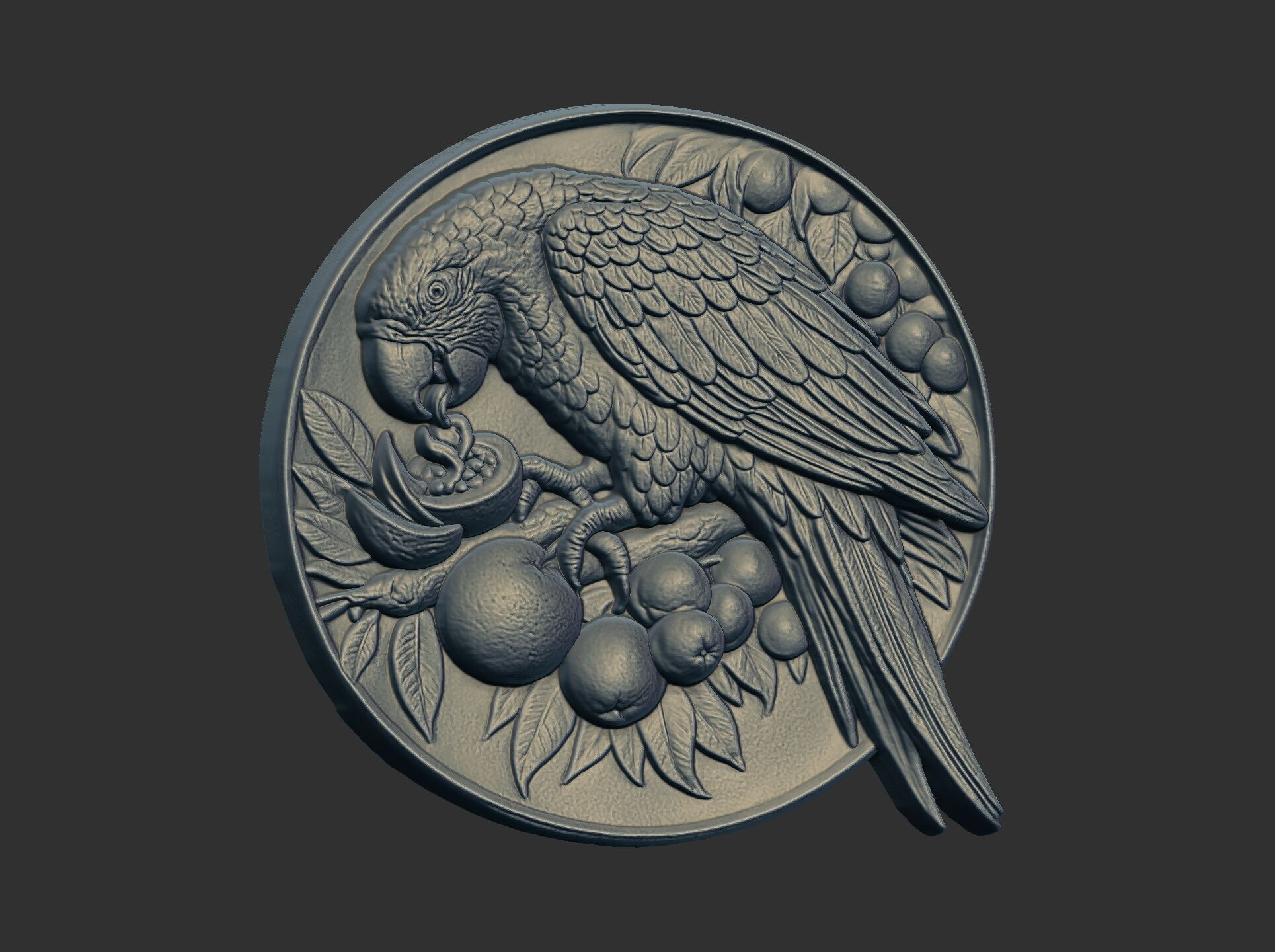parrot round frame baserelife model 3D print model_1