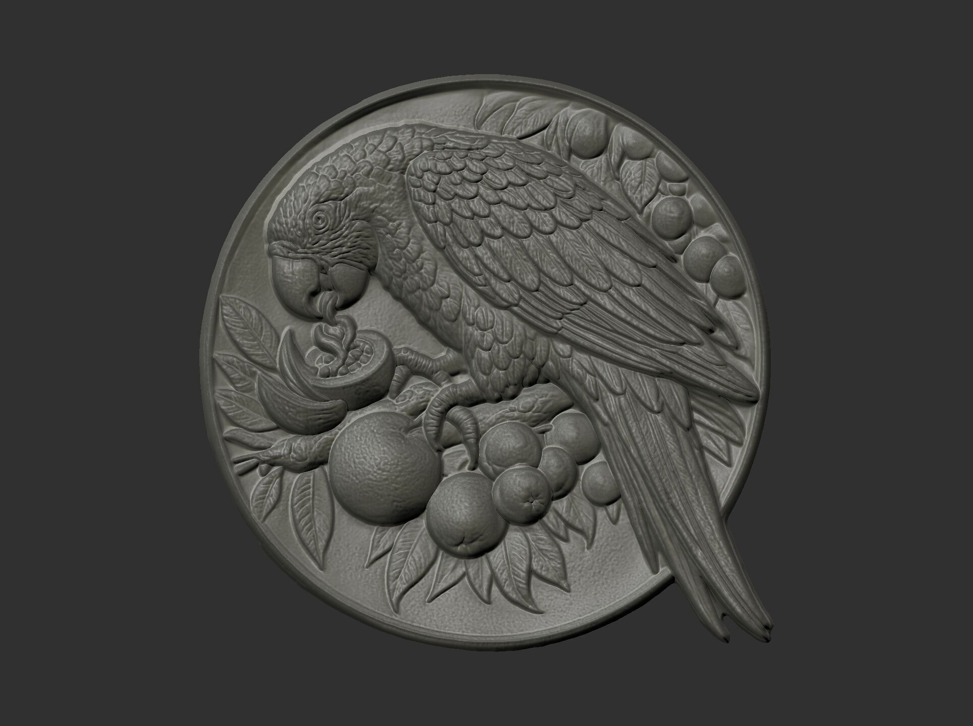 parrot round frame baserelife model 3D print model_8