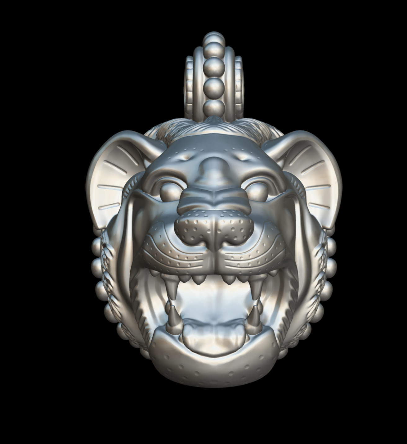 Greek Gold Lion Head Pendant 3D print model_8