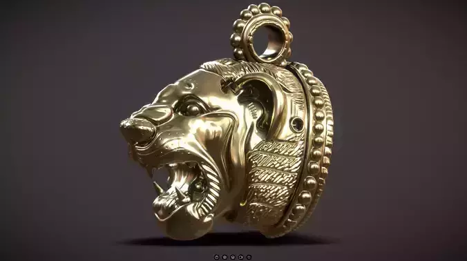 Greek Gold Lion Head Pendant