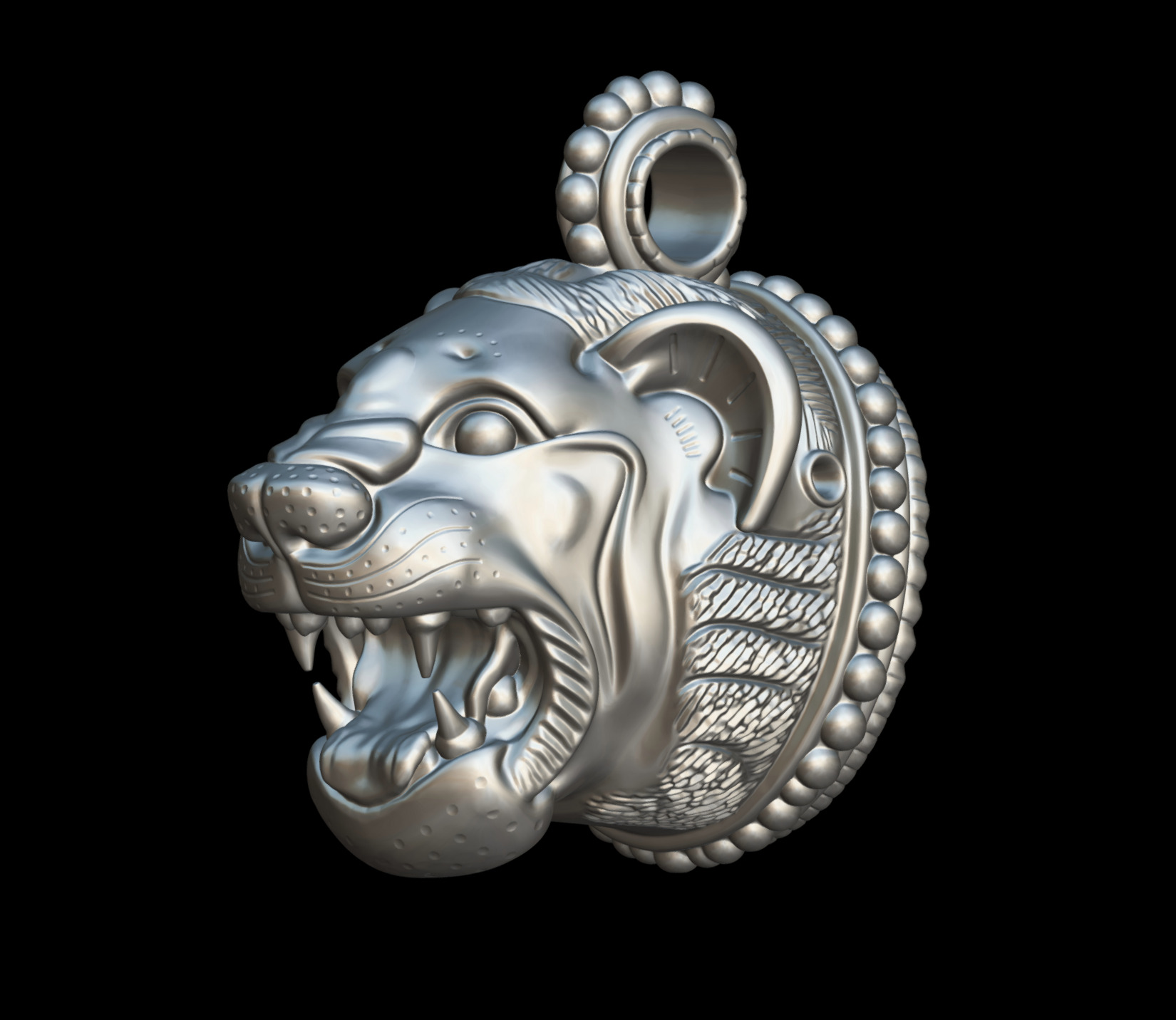 Greek Gold Lion Head Pendant 3D print model_7