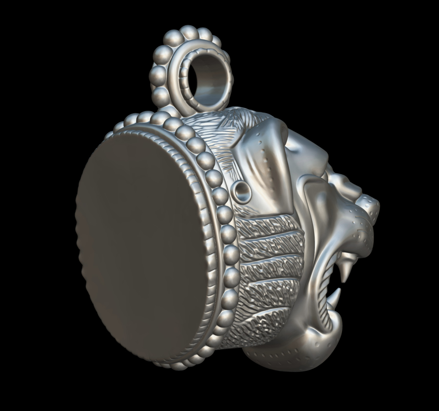 Greek Gold Lion Head Pendant 3D print model_10