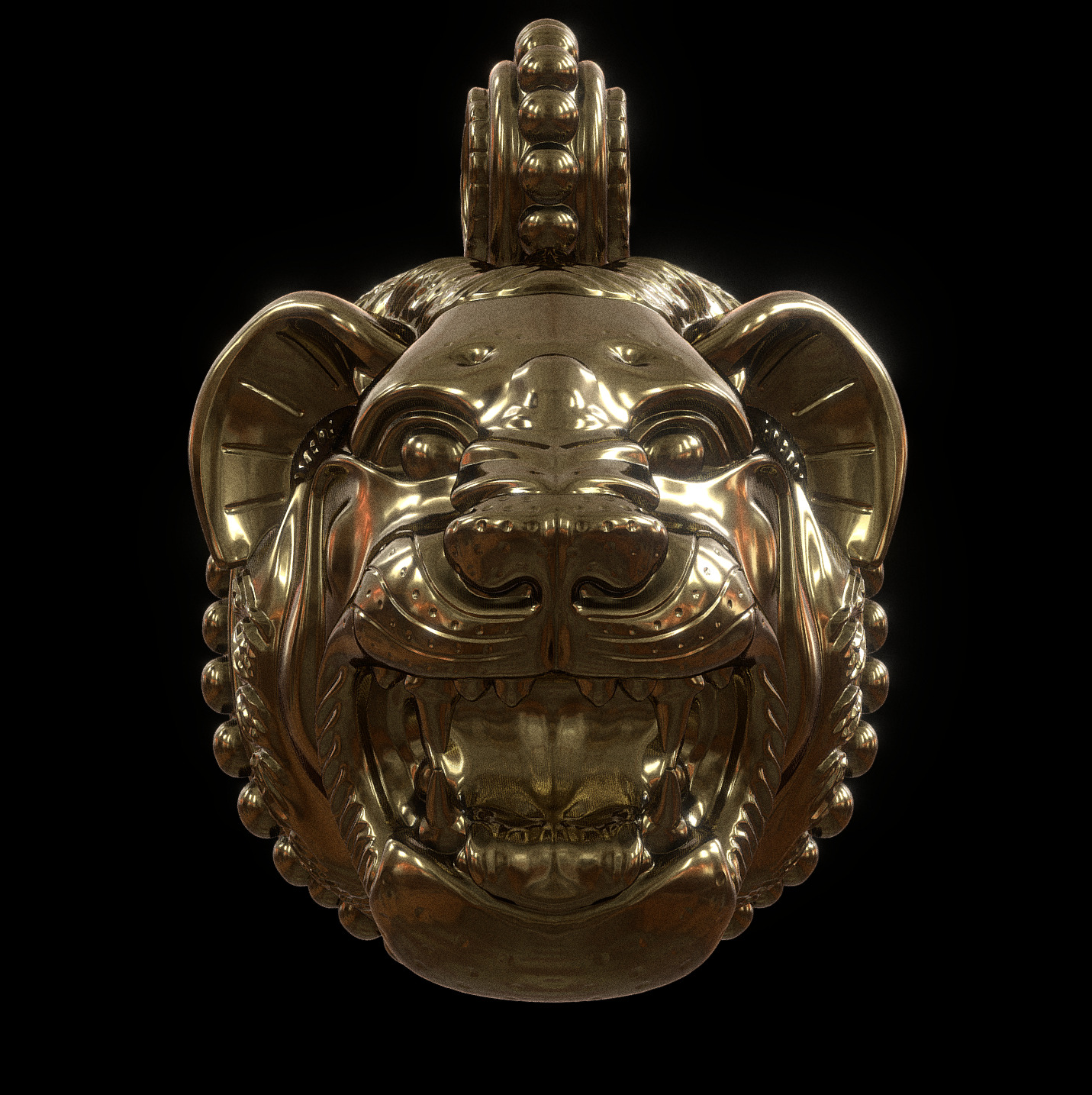 Greek Gold Lion Head Pendant 3D print model_2