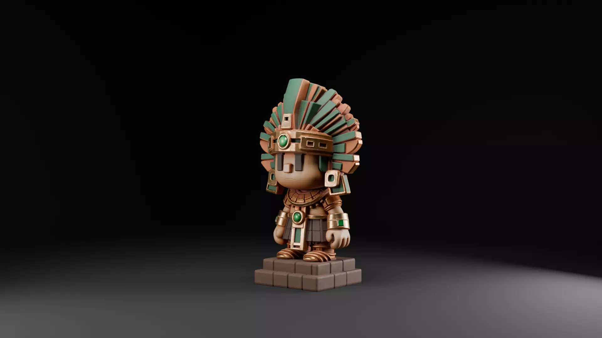 Mini Aztec King Stylized 3D Character Model 3D print model