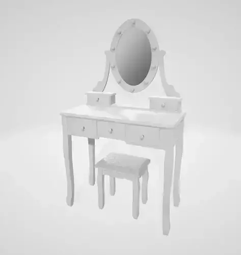  White Dressing Table with Stool LED Lighting Mirror