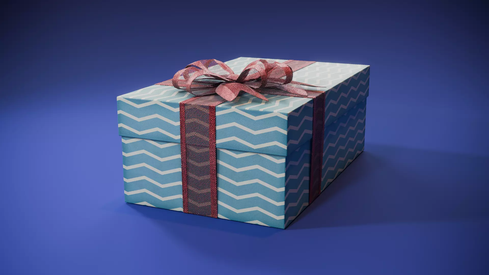 Blue Waves Gift Box Low-poly 3D model_0