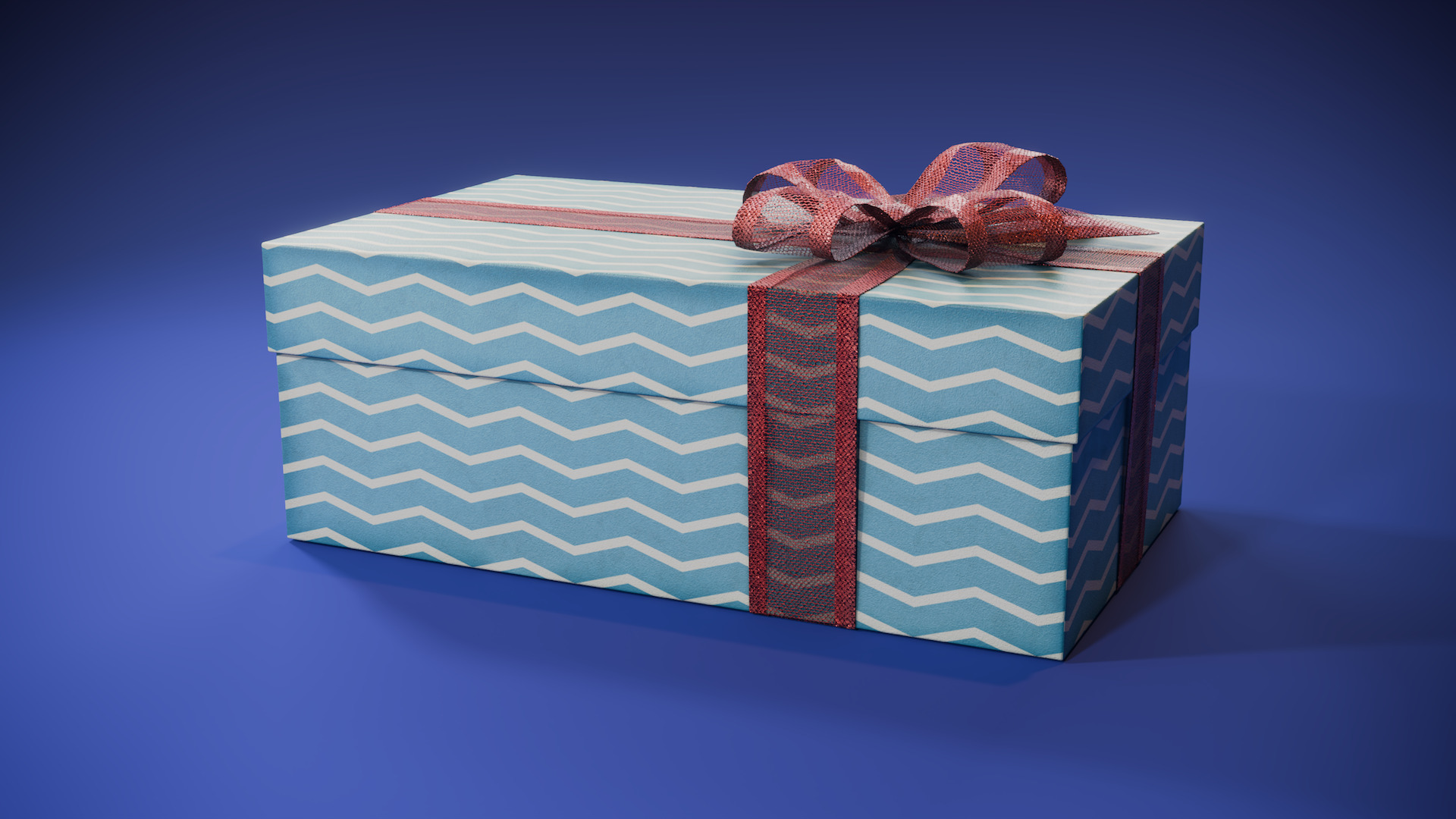 Blue Waves Gift Box Low-poly 3D model_2