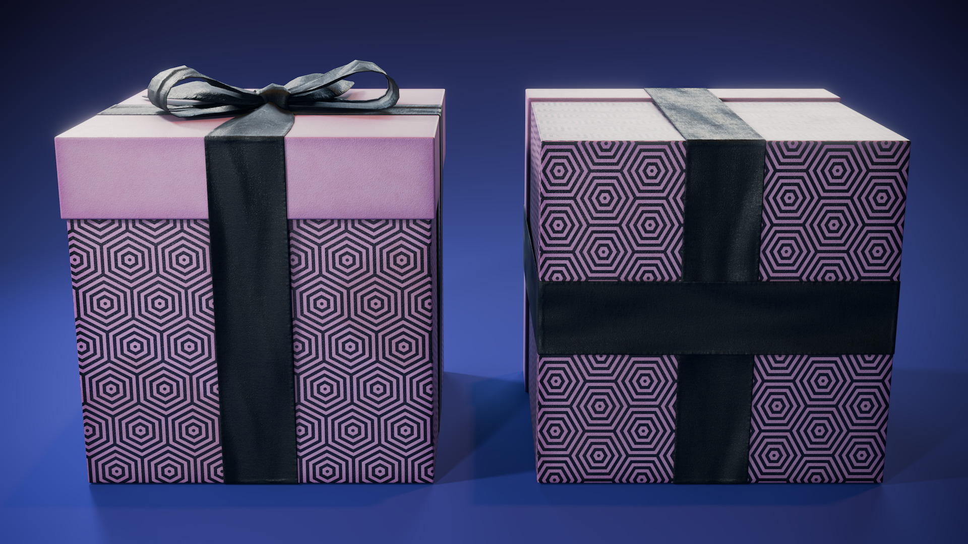 Pink Hex Gift Box Low-poly 3D model_4