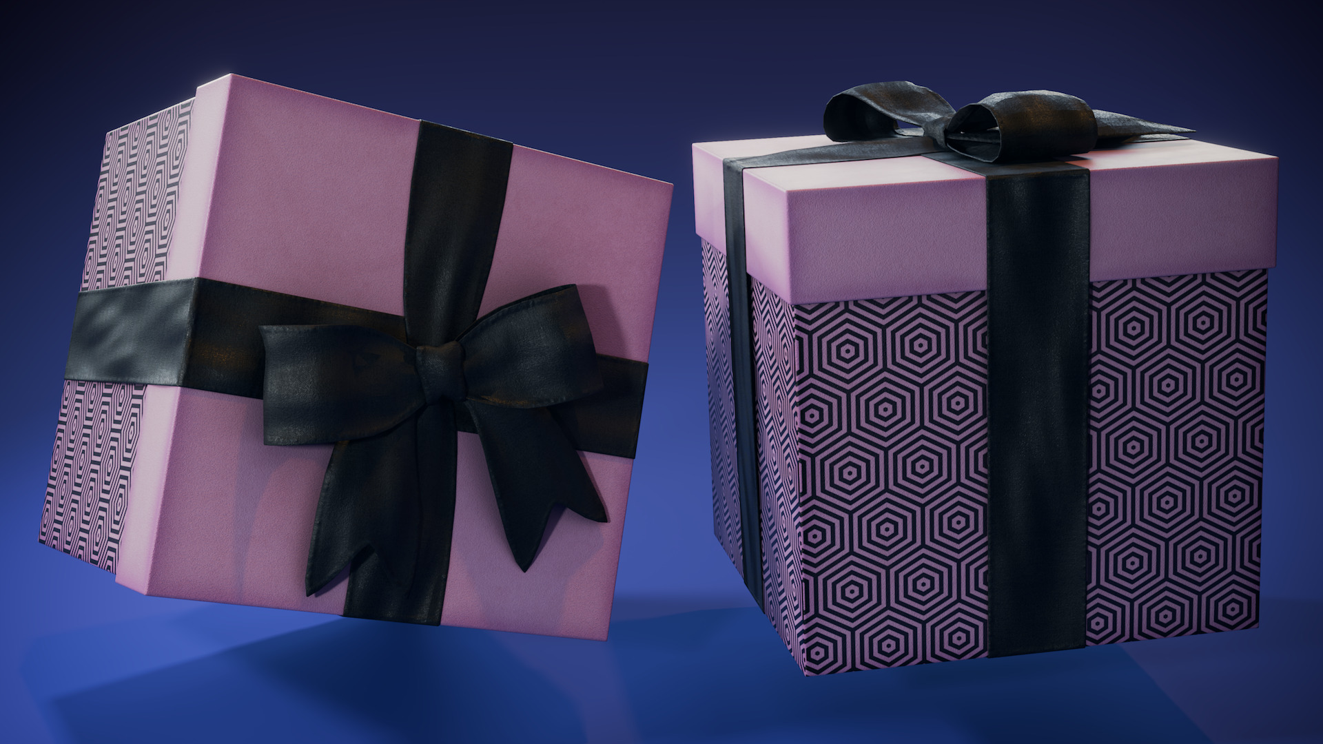 Pink Hex Gift Box Low-poly 3D model_3