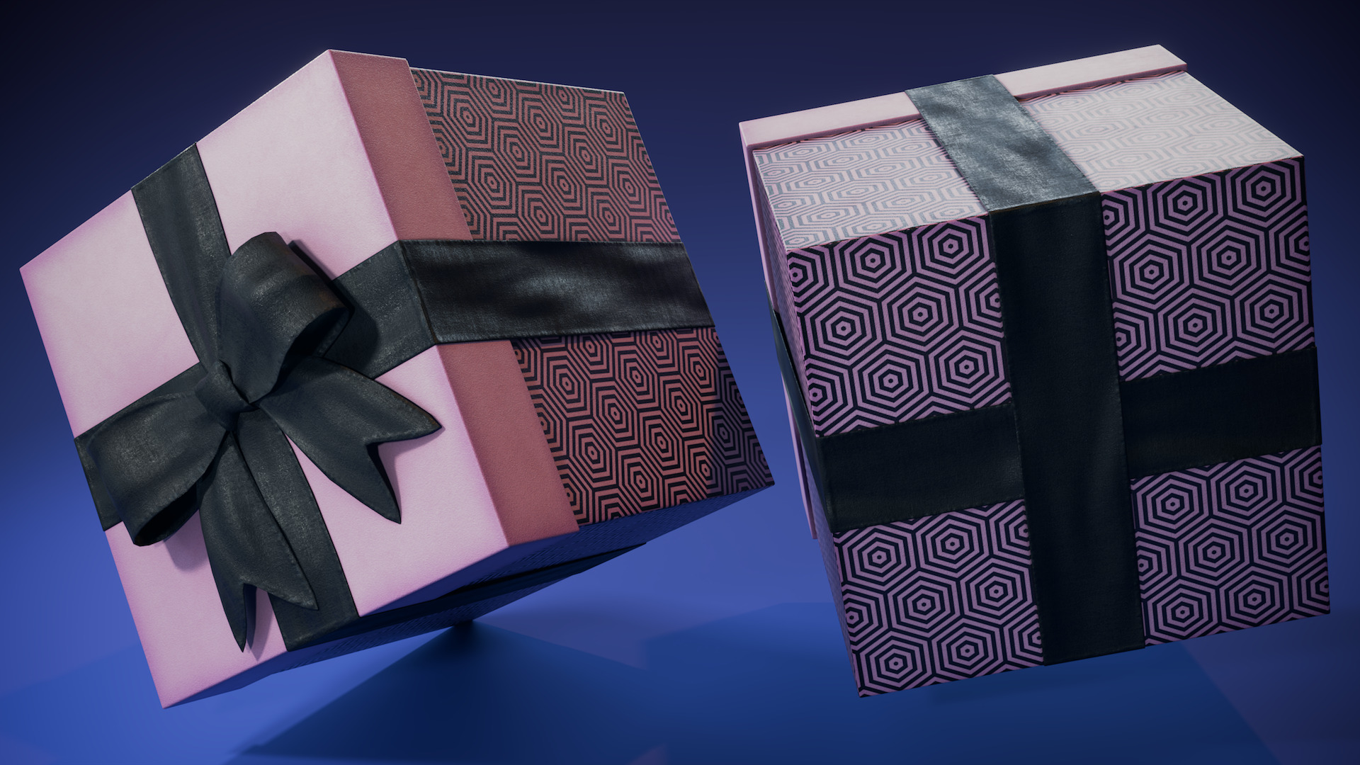 Pink Hex Gift Box Low-poly 3D model_2