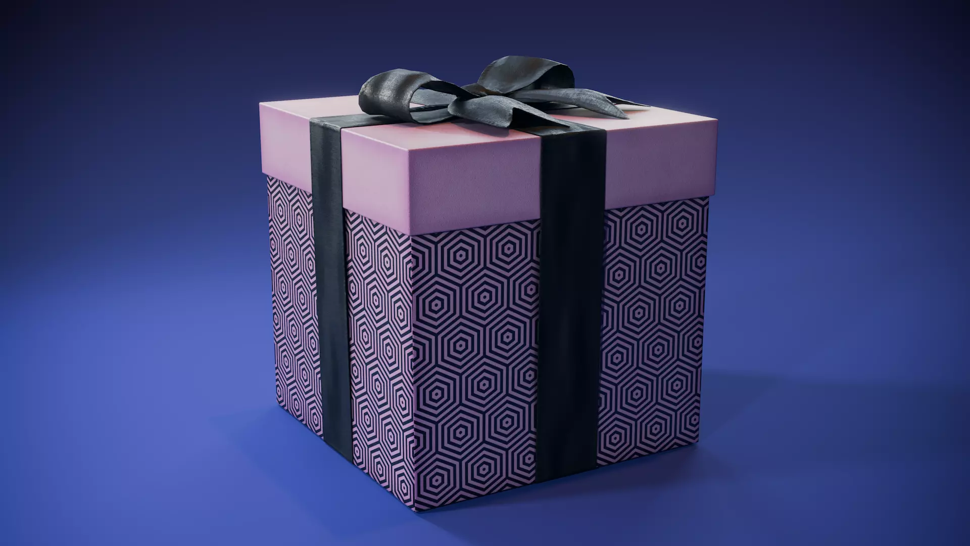 Pink Hex Gift Box Low-poly 3D model_0