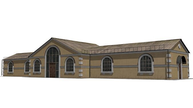 railway station Low-poly 3D model