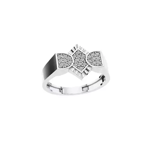 Diamond Ring 3D Model Geometric Pave Design in White Gold 3D print model