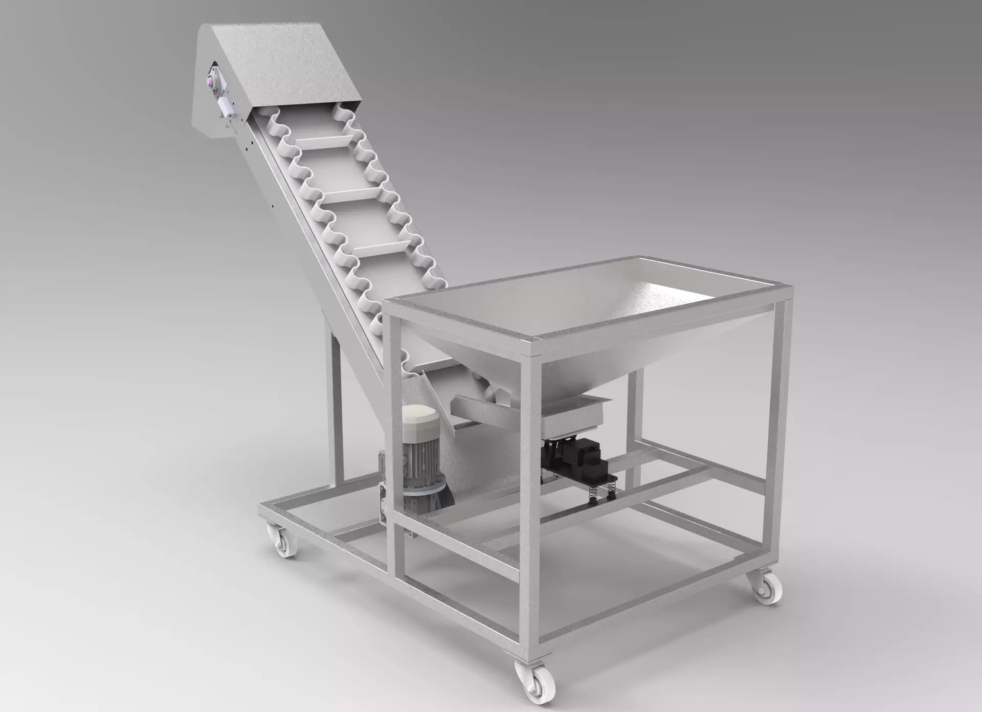 Inclined Belt Conveyor Low-poly 3D model_0