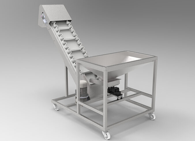 Inclined Belt Conveyor Low-poly 3D model