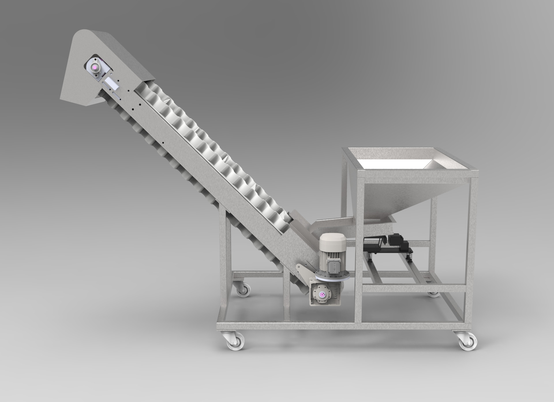 Inclined Belt Conveyor Low-poly 3D model_1