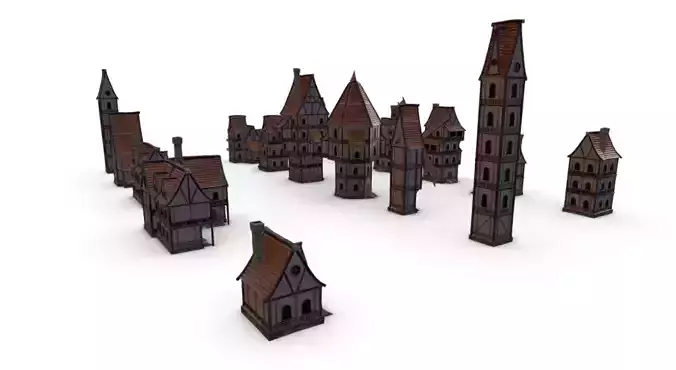 Medieval Town  Stylized Modular Buildings Pack