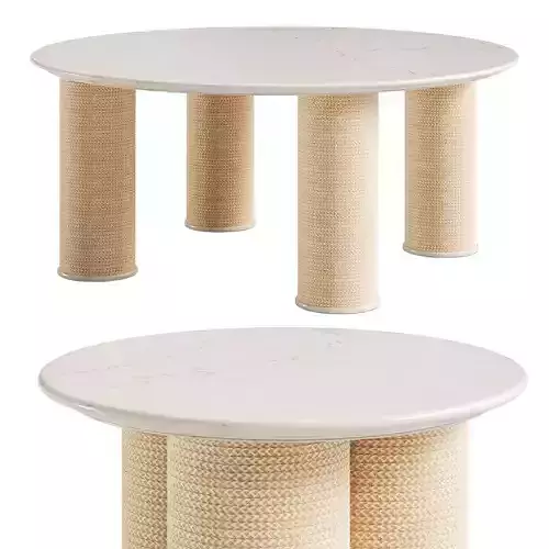 Atlas Marble and Jute Round Side Table