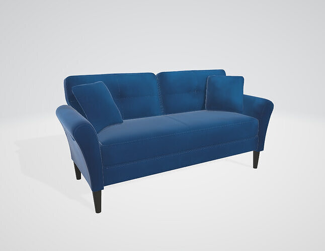 White Velvet Sofa Couch 3D model