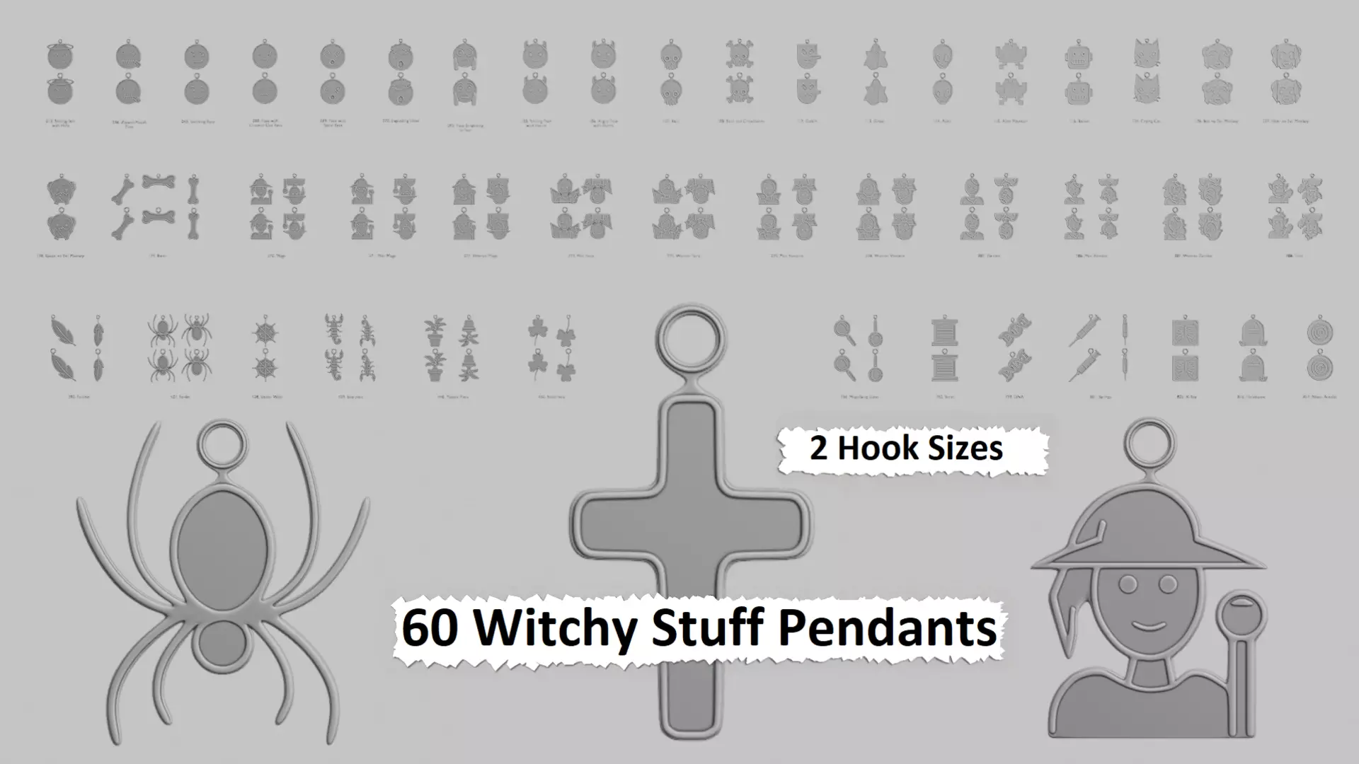 Witchy Stuff STL Pendant Set 3D print model