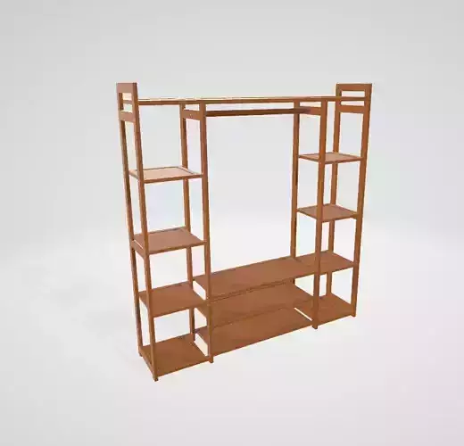 Milano Decor Brown Bamboo Clothes Rack 3D model