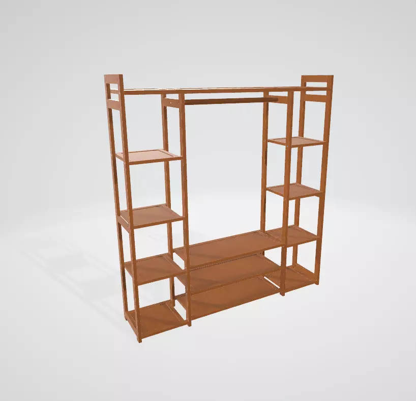 Milano Decor Brown Bamboo Clothes Rack 3D model