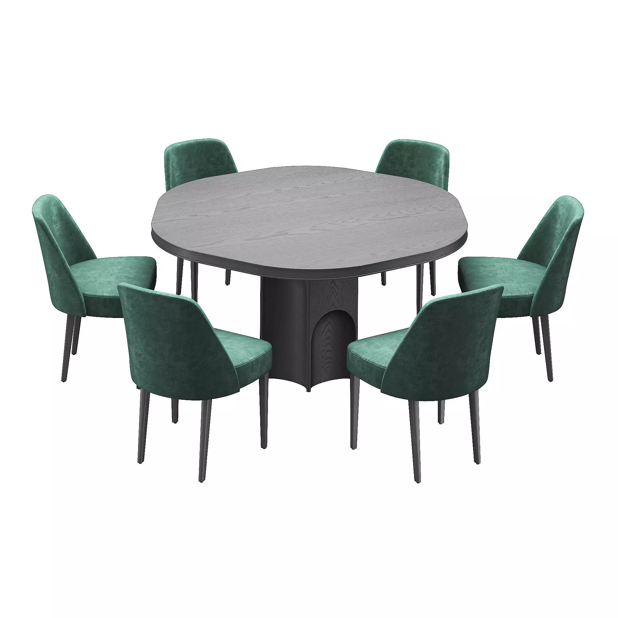 GRACE Round table and VELOUR Fabric chair 3D model