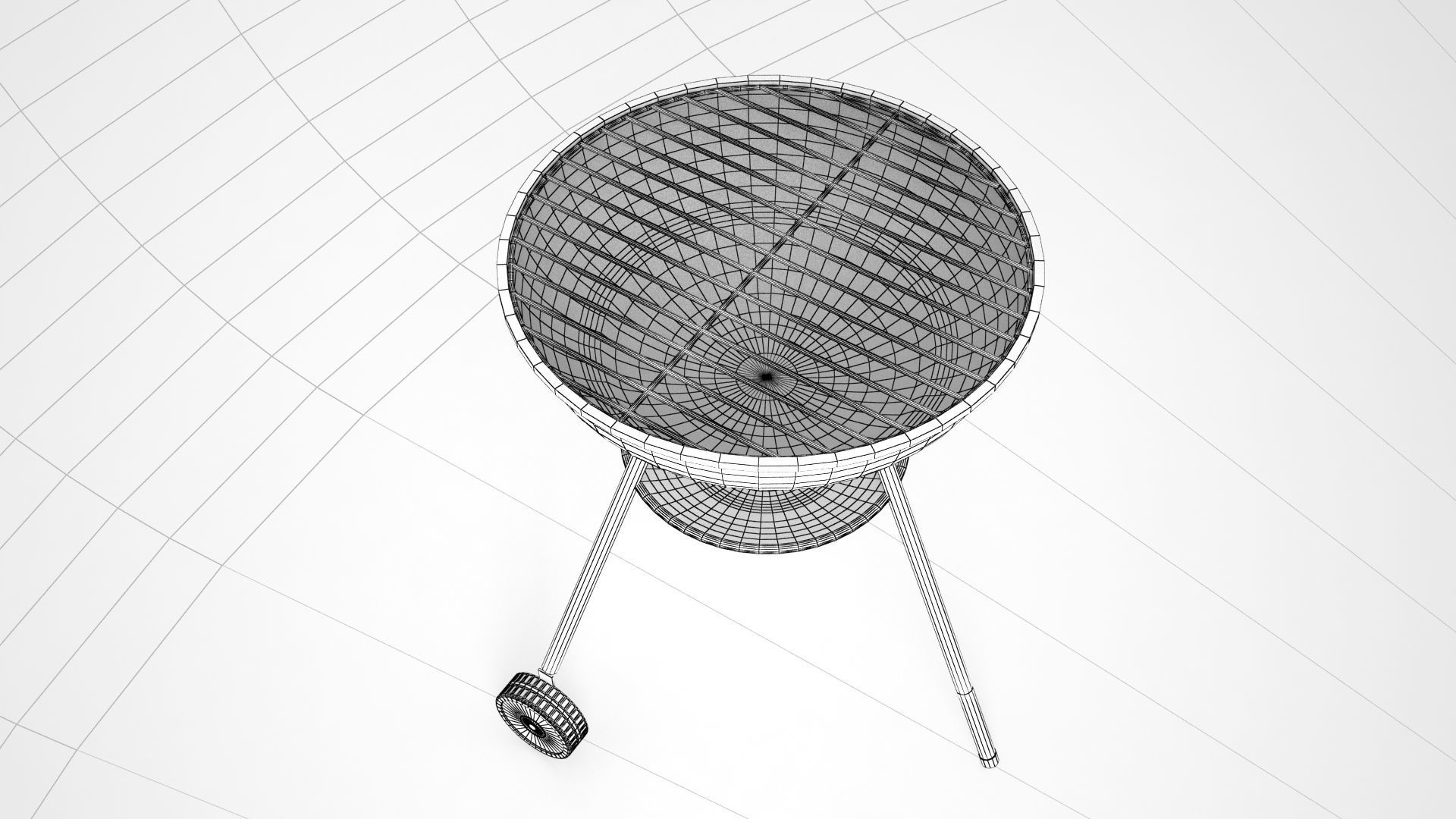 Weber barbecue grill for meat or braai wit charcoal 3D model_4
