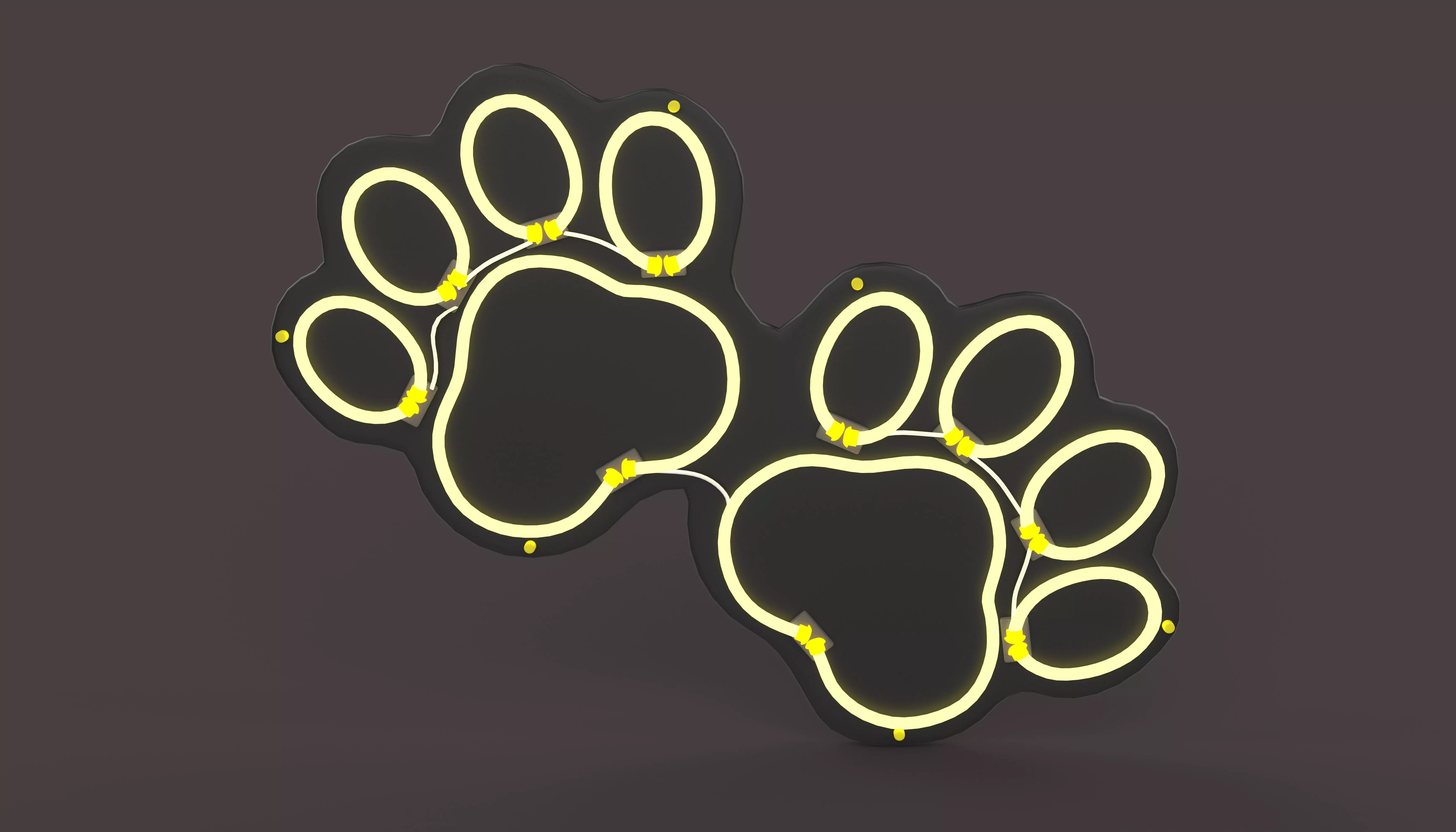 Dog Paw Neon Sign 3D model_0