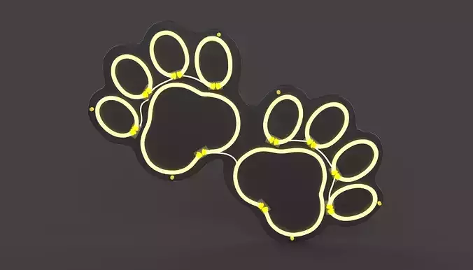 Dog Paw Neon Sign 3D model