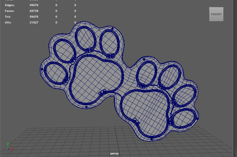 Dog Paw Neon Sign 3D model_13