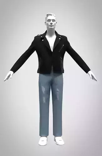 mens leather jacket rigged model  Low-poly 3D model