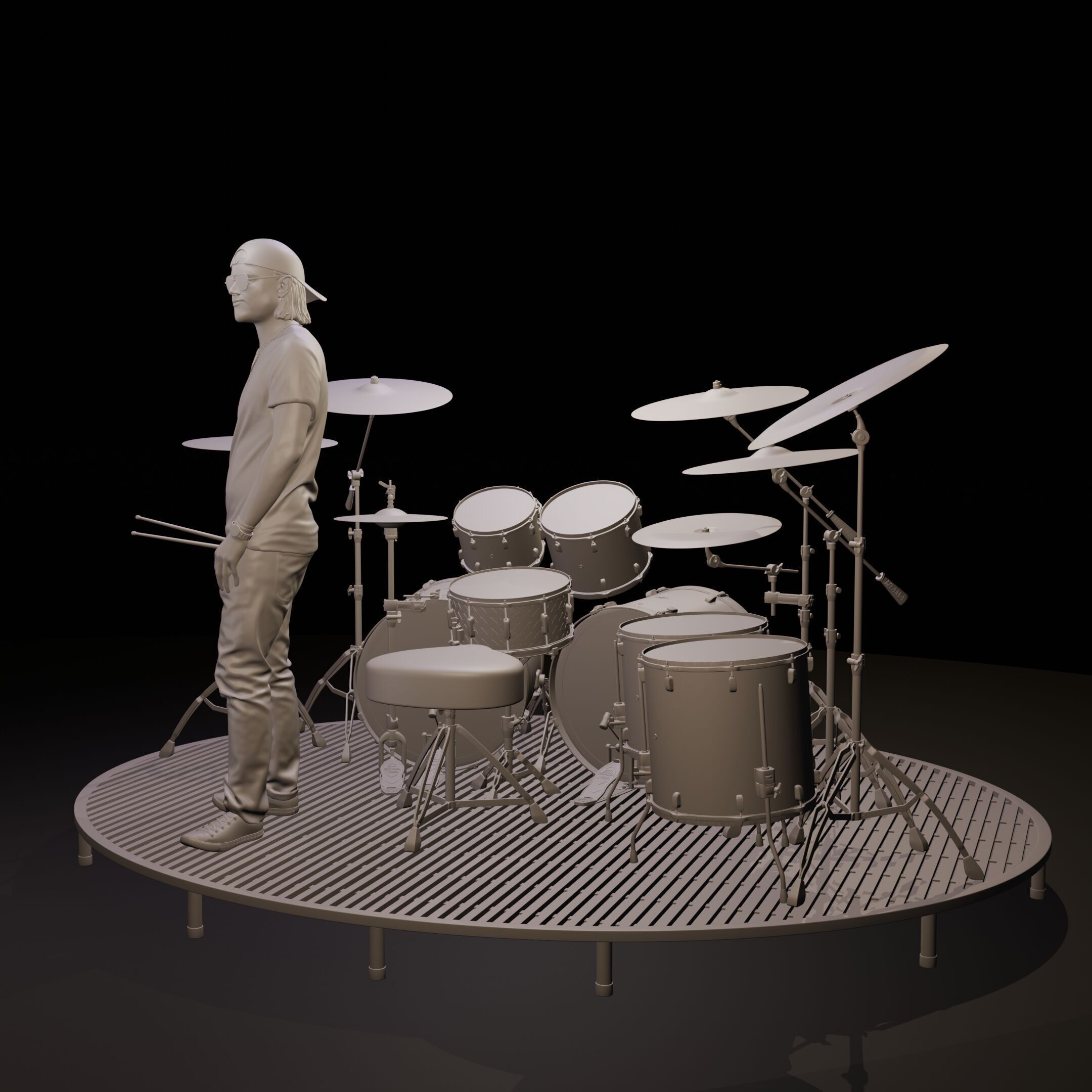 Lars Ulrich Metallica drum set figure 3d model drumkit miniature 3D print model_10