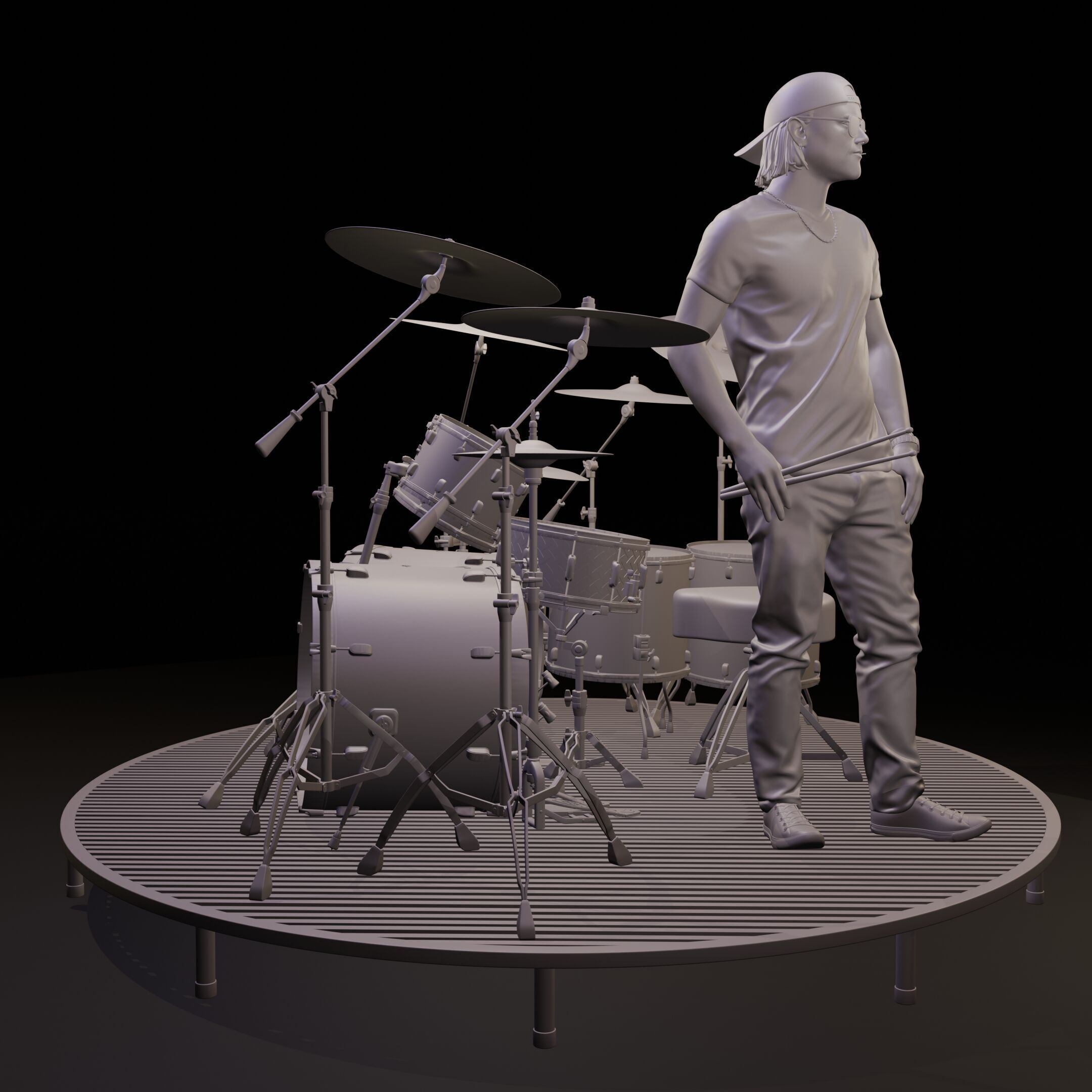 Lars Ulrich Metallica drum set figure 3d model drumkit miniature 3D print model_2
