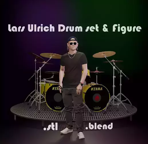 Lars Ulrich Metallica drum set figure 3d model drumkit miniature 3D print model