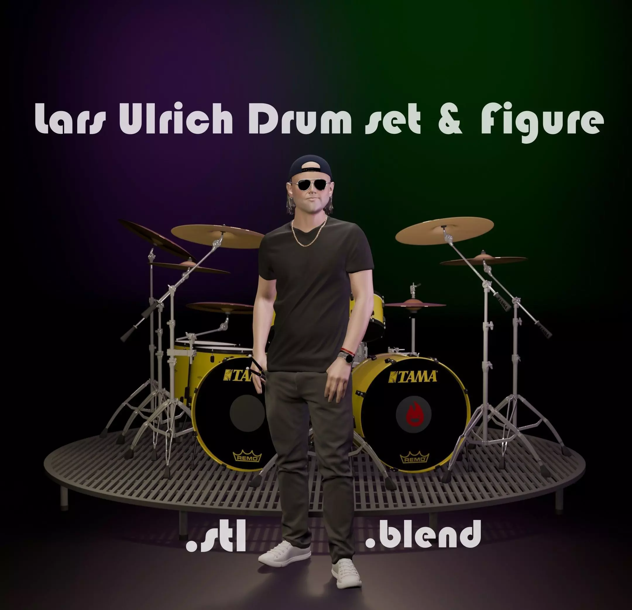 Lars Ulrich Metallica drum set figure 3d model drumkit miniature 3D print model_0