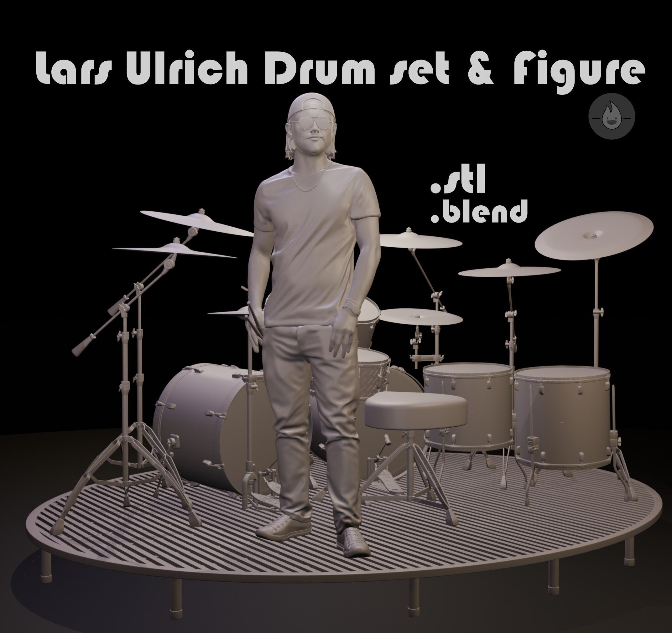 Lars Ulrich Metallica drum set figure 3d model drumkit miniature 3D print model_1