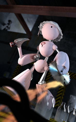 Pink Cartoon Robot 3D model