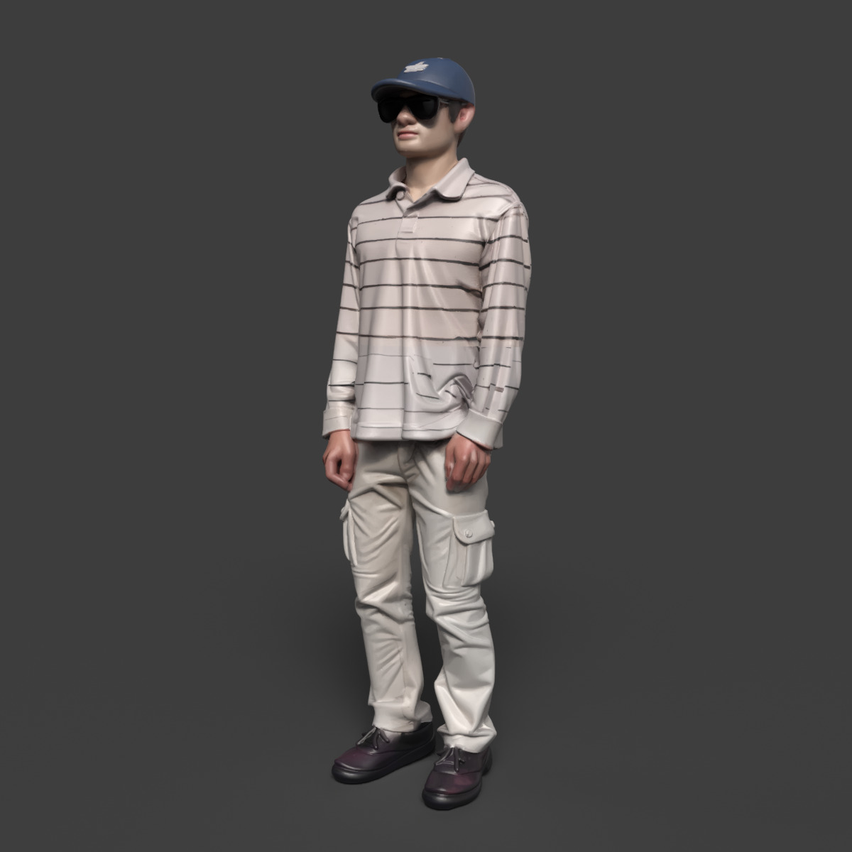 Chinese boy figure   Low-poly 3D model_6