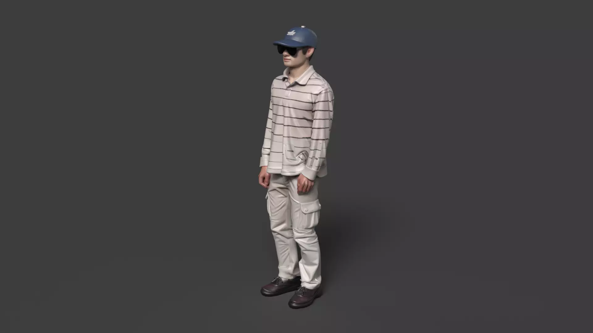 Chinese boy figure   Low-poly 3D model_0