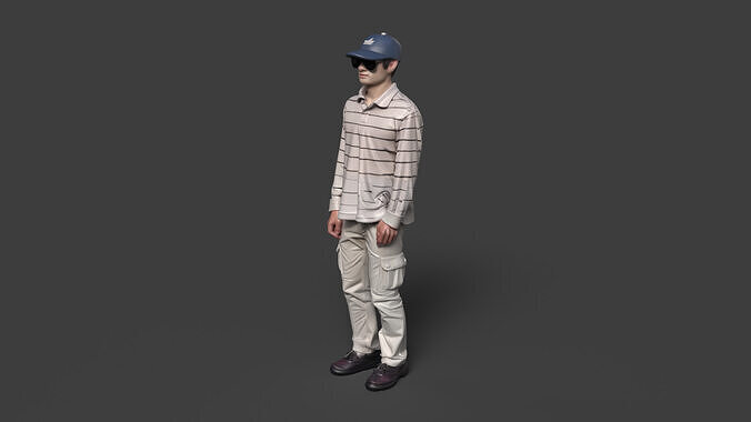 Chinese boy figure   Low-poly 3D model