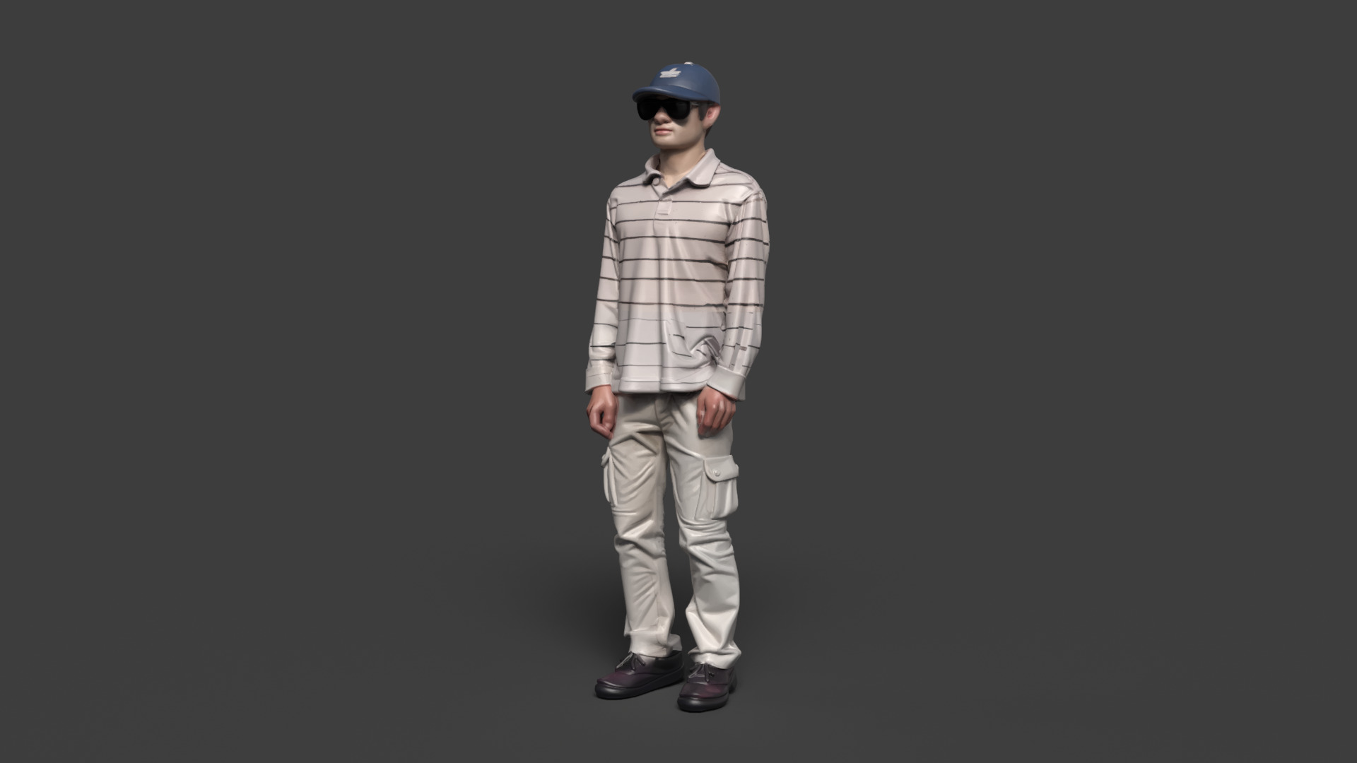 Chinese boy figure   Low-poly 3D model_2