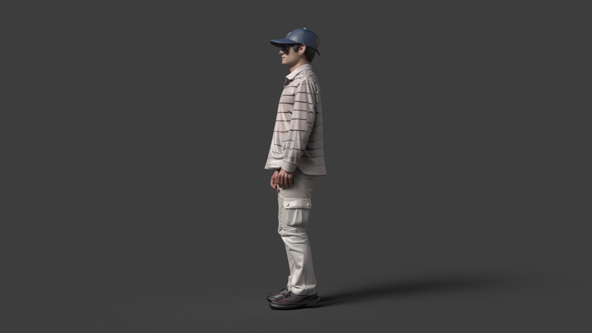 Chinese boy figure   Low-poly 3D model_5