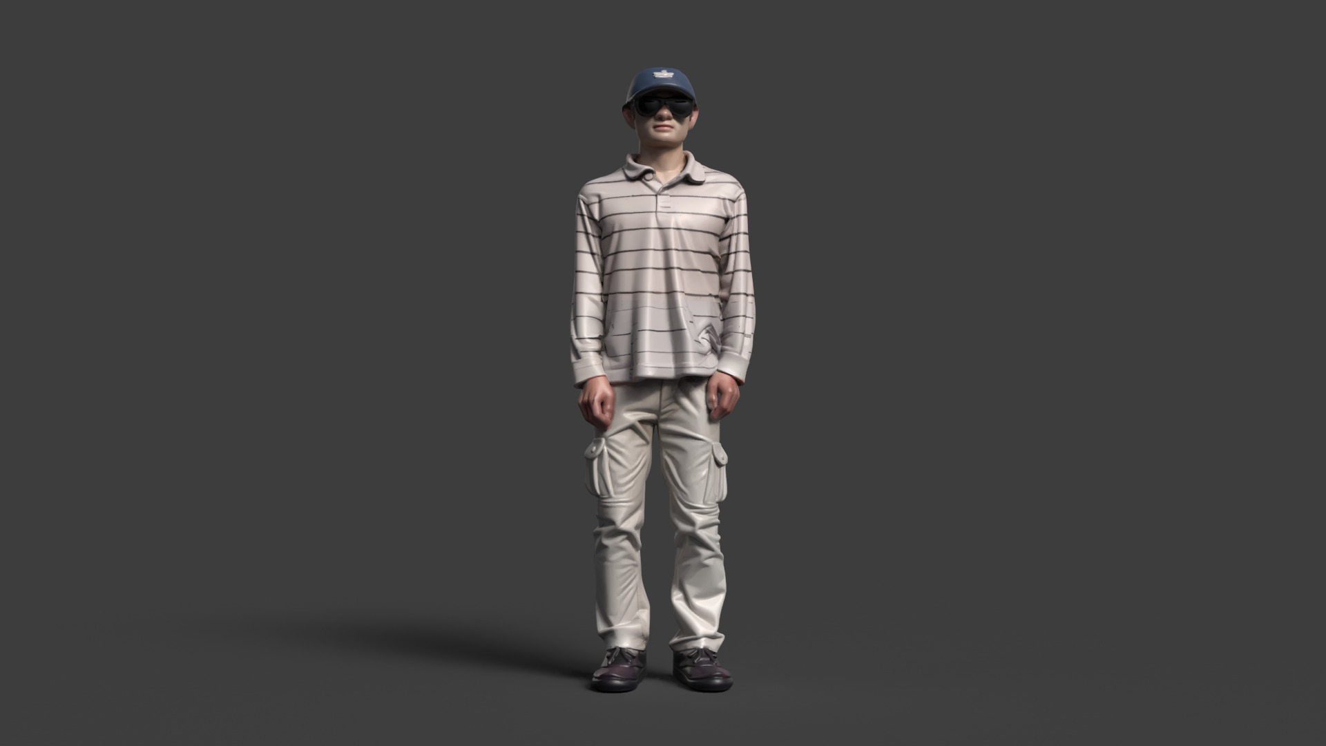 Chinese boy figure   Low-poly 3D model_3