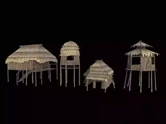 Low-Poly Bamboo Hut